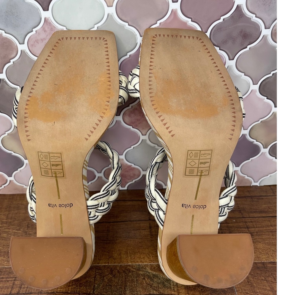 Dolce Vita - "Paily" Braided Stripe Block Sandal - Black/Off-White - Size 7‎ - Picture 11 of 15